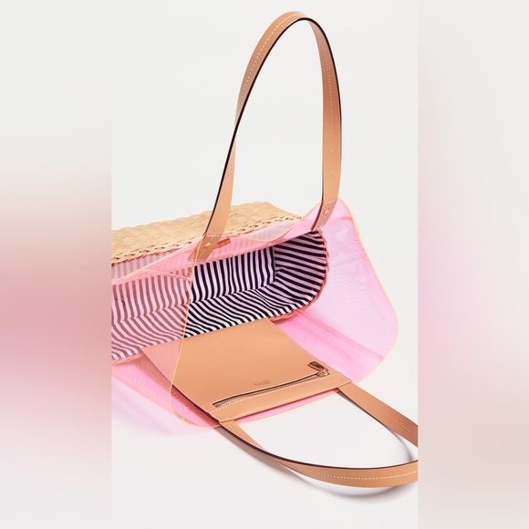 Frances Valentine “Margaret” Wicker PVC Large Tote Shoulder Bag Hot Pink NWOT - Picture 11 of 12